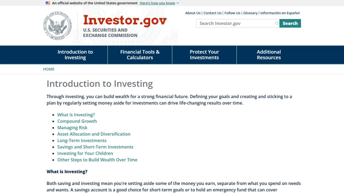 Investor.gov (US SEC) — રોકાણકાર શિક્ષણ