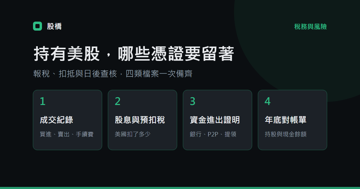 持有美股要保存哪些憑證？非美國人的成交、股息預扣與年底對帳清單